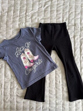 Girls Size 5 Cowgirl Outfit Jumping Beans Tee & Wonder Nation Flare Leggings